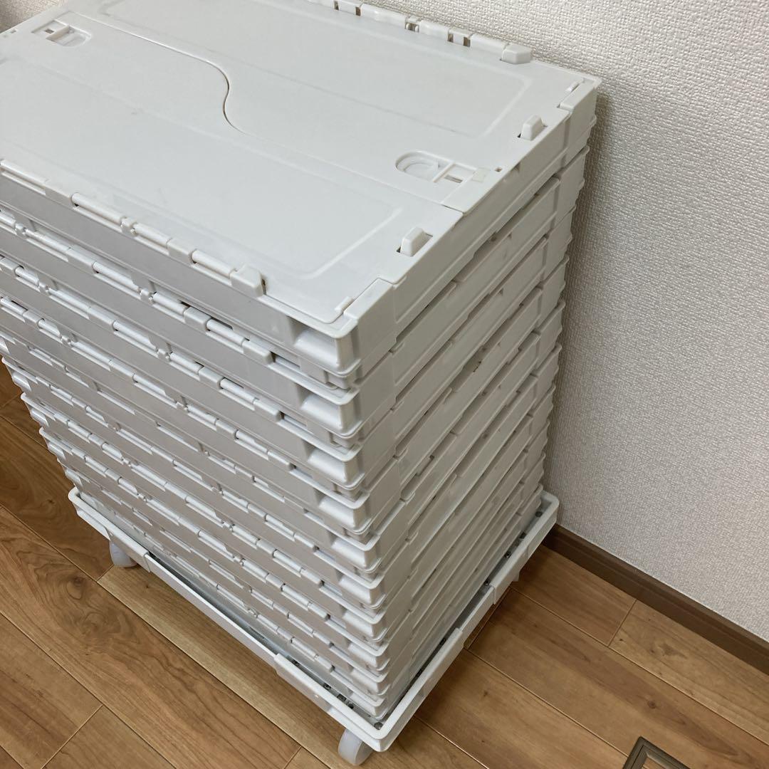 エコン　カラーオリコン ふた一体型50Lオフホワイト10個　台車は別