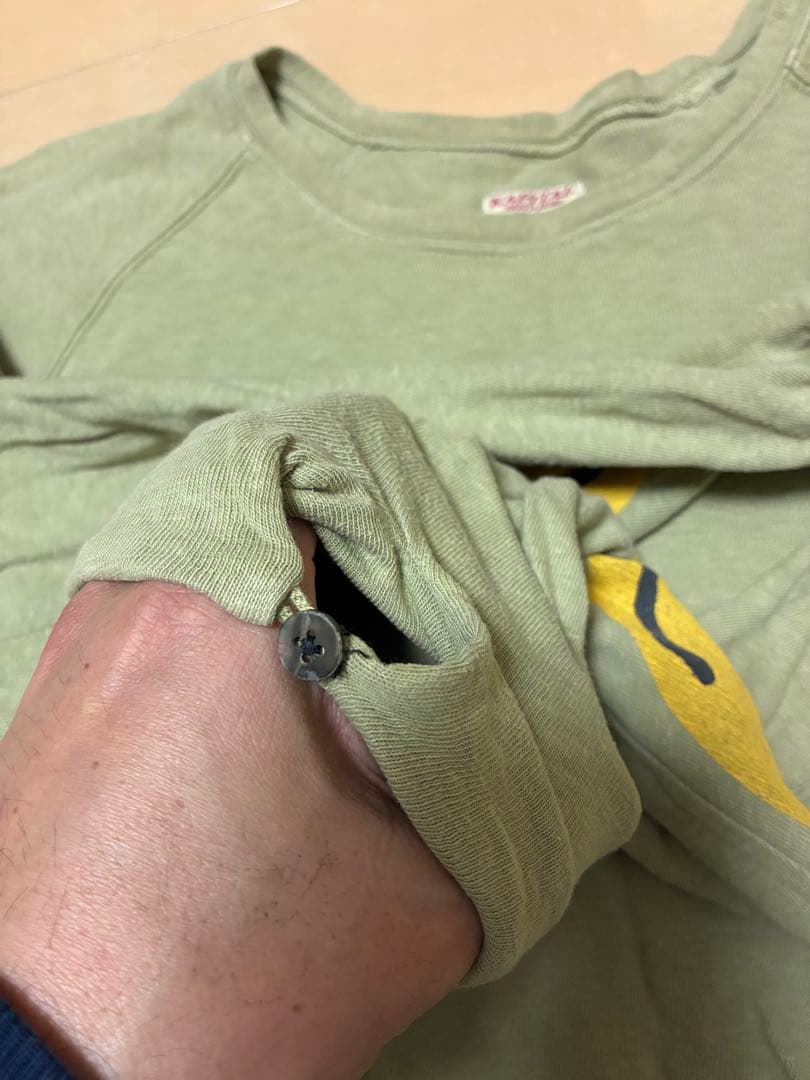 KAPITAL スマイルプリント ラグラン ダブルスリーブ 袖ボタン 日本製