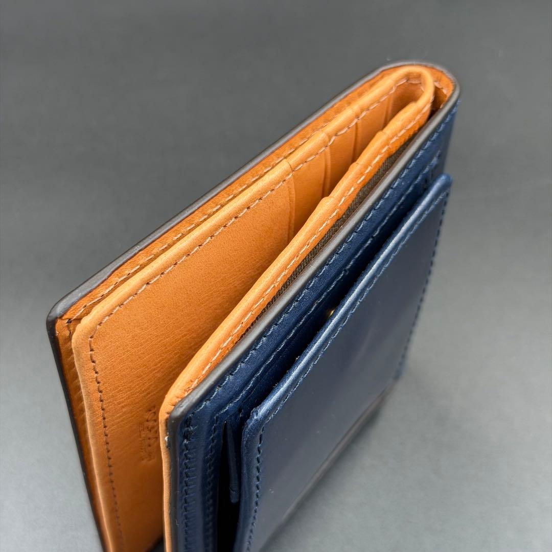 【未使用】ROCADO社 ロカド シェルコードバン 二つ折り財布 ネイビー 濃紺
