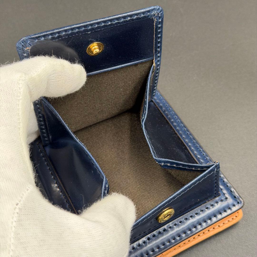 【未使用】ROCADO社 ロカド シェルコードバン 二つ折り財布 ネイビー 濃紺