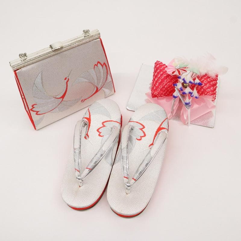 七五三着物11点セット7歳 女の子　束ね熨斗に鞠　子供着物　赤 化繊 11RR2