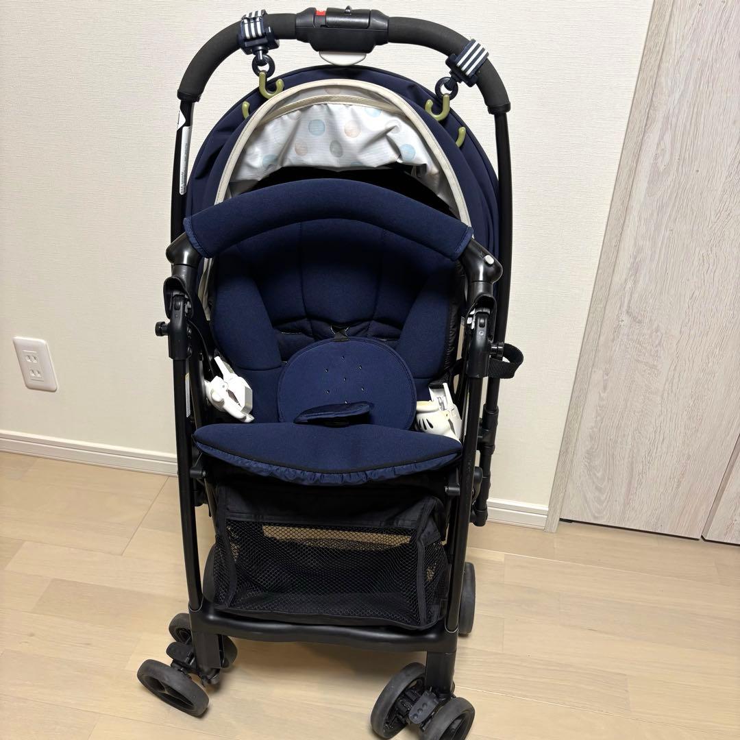 美品★説明書　レインカバー付き　Aprica アップリカ カルーンエアー 紺