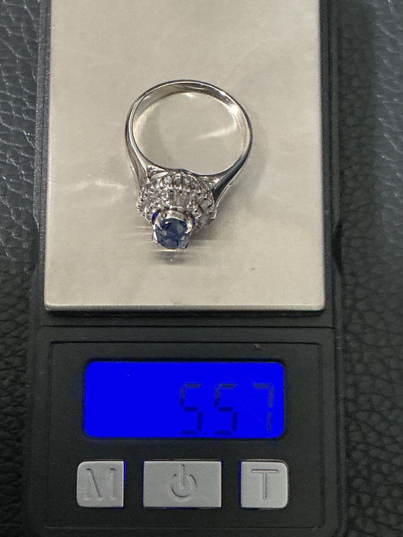 703本物保証PT900 サファイア1.18ct ダイヤ0.35ctリング