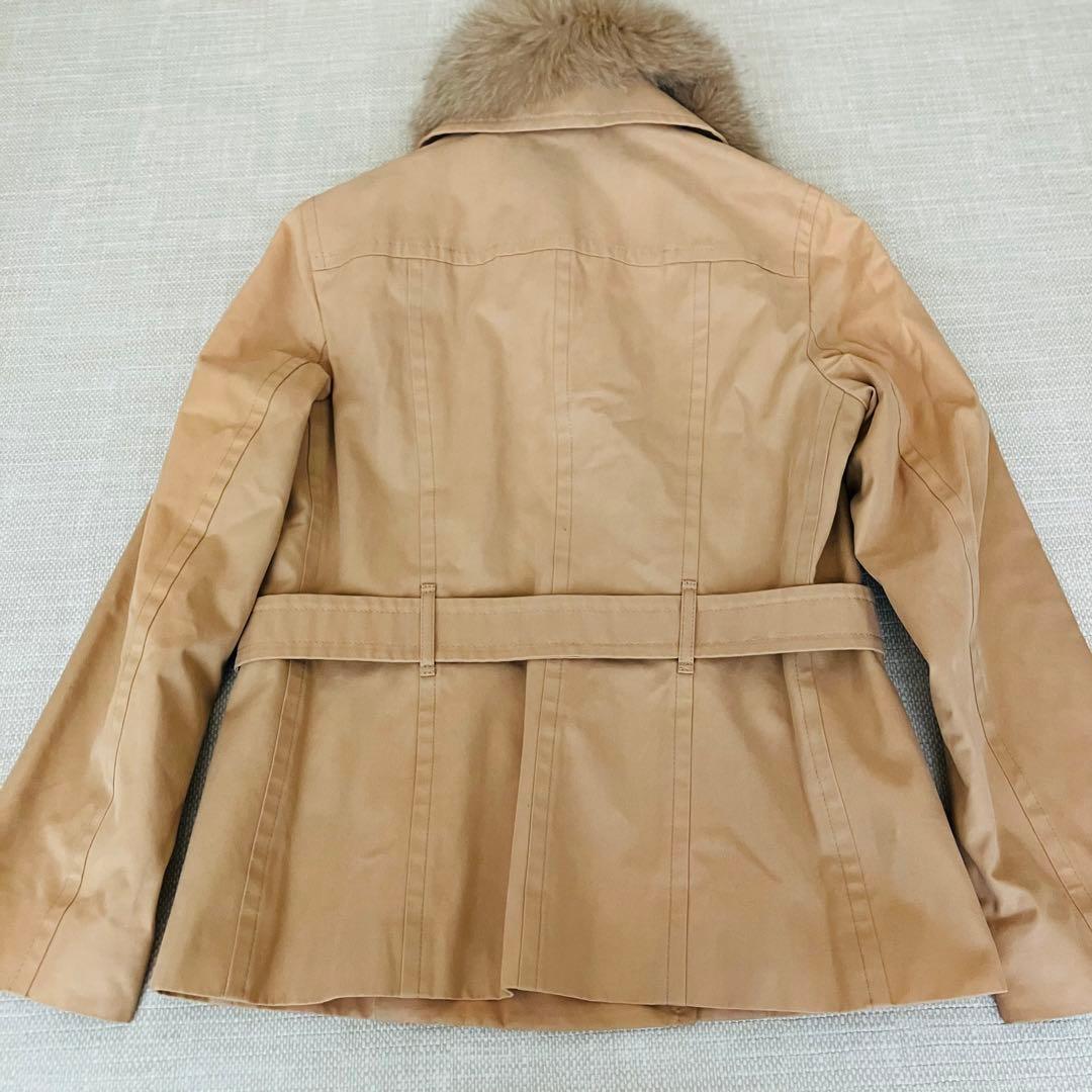 【美品】バーバリーロンドン トレンチコート ショート ファー ノバチェック 40