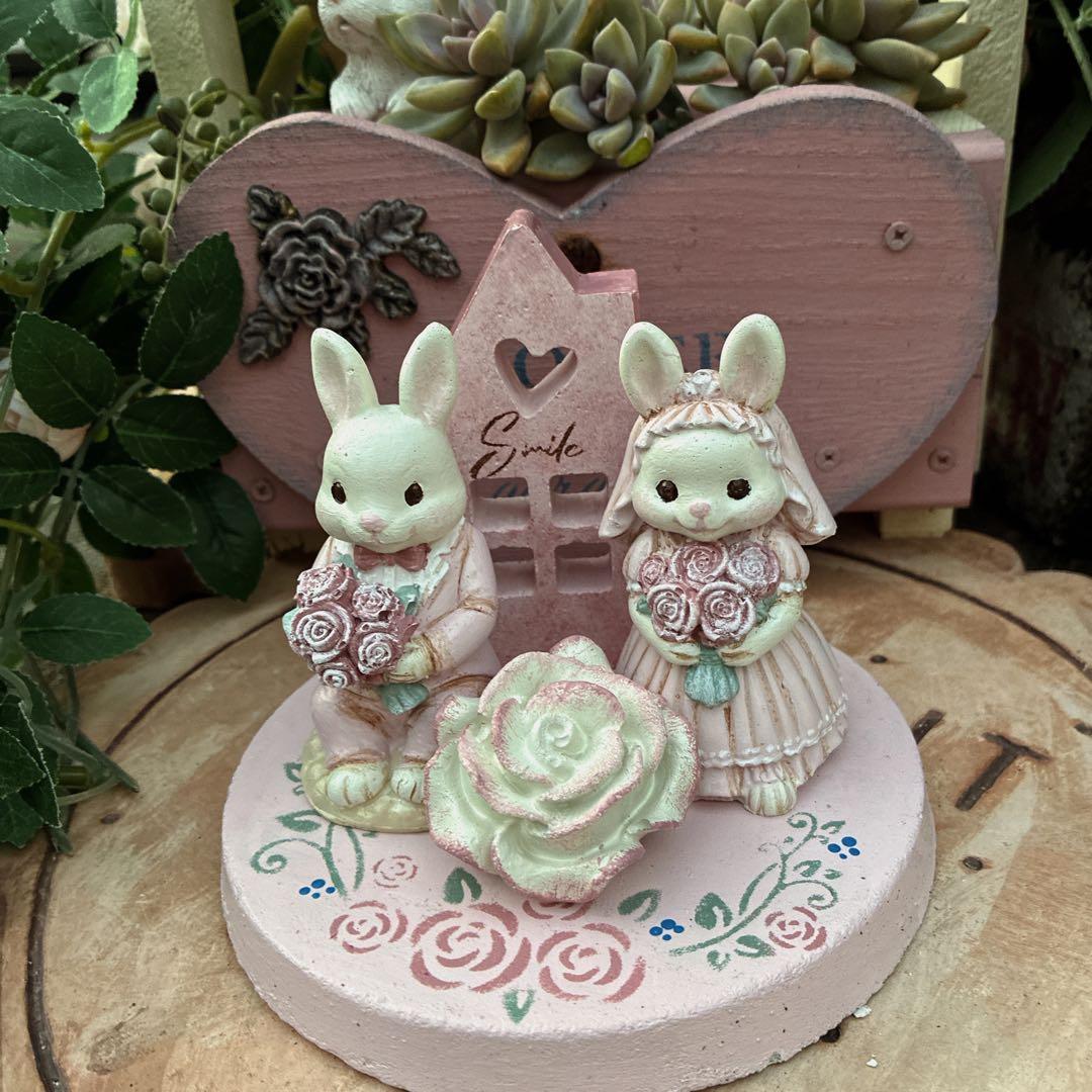 ★ ローズ@同梱割あります ★新作★バラと花飾りのうさぎさん★