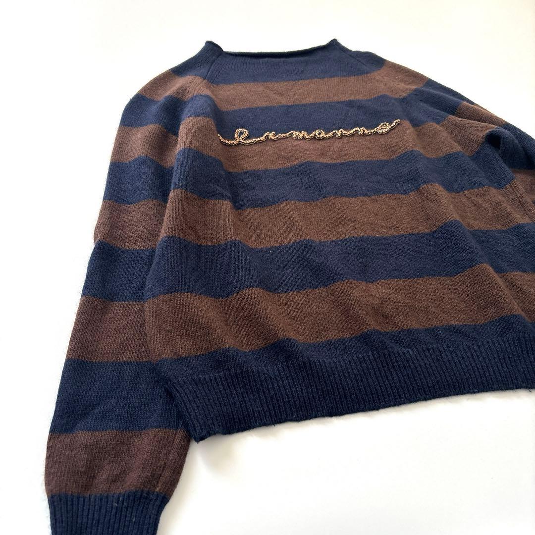 ERMANNO SCERVINO 紺×茶色　長袖ニットカシミア混　手洗い可　M