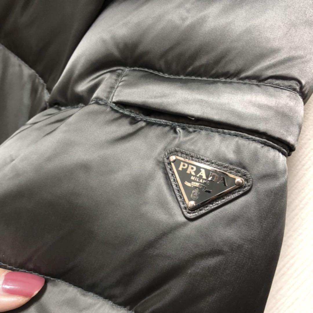 PRADA グレー ダウン ジャケット シルバー リアルファー