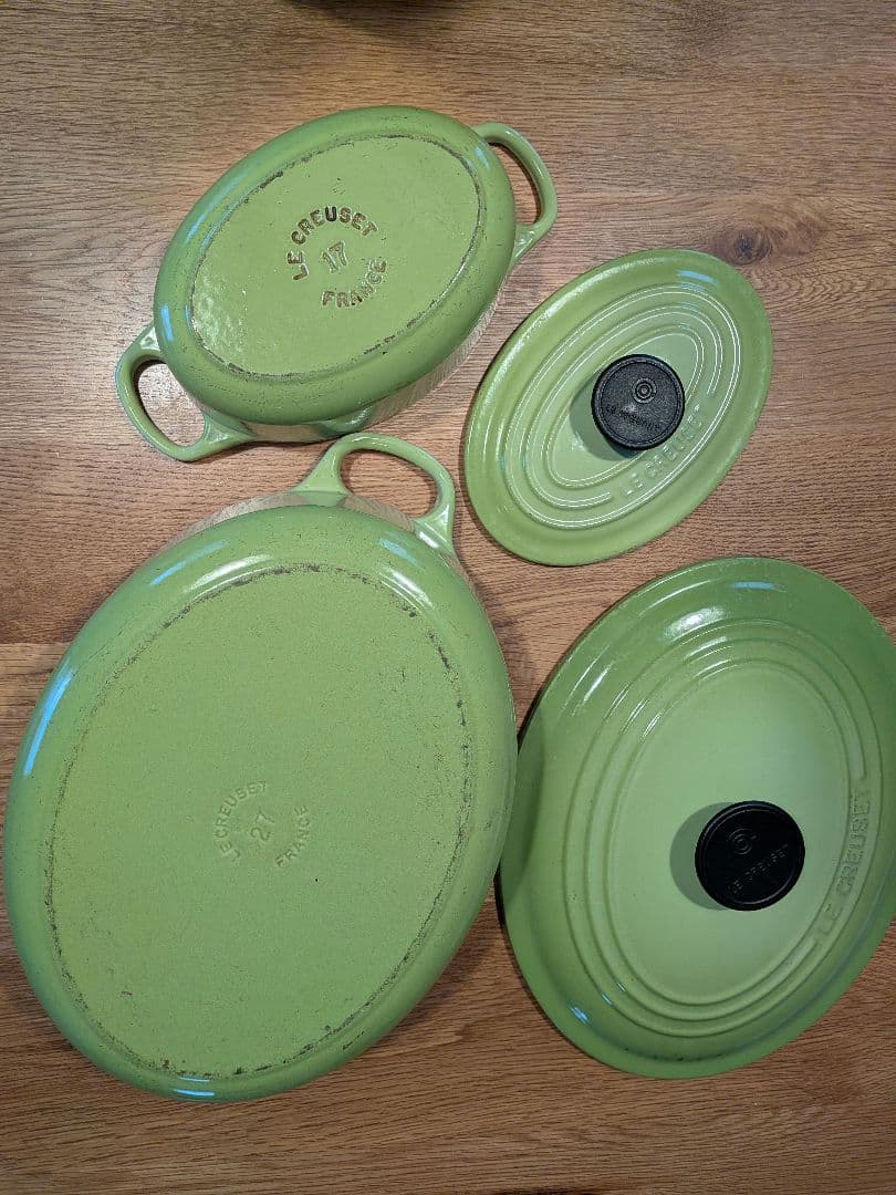 LE CREUSET ホーロー鍋セット グリーン 大小