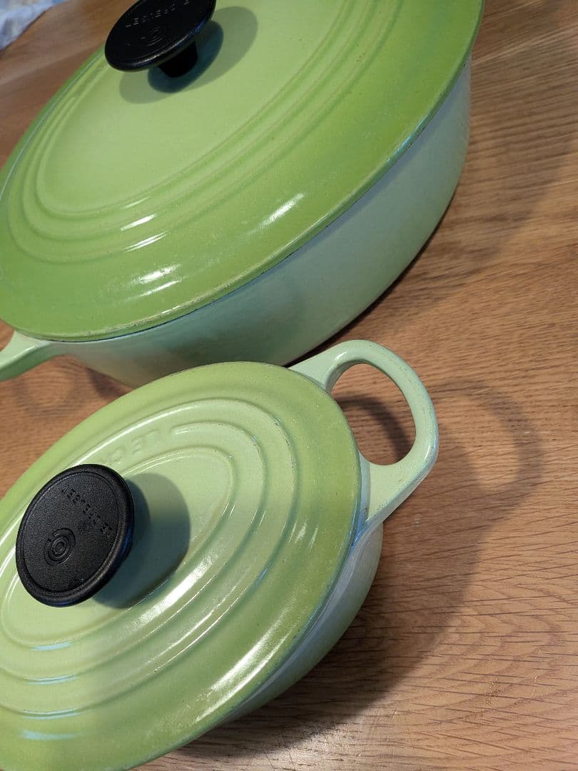 LE CREUSET ホーロー鍋セット グリーン 大小