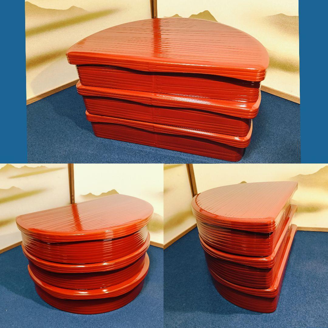 AK13 輪島塗 半月弁当 へぎ目 刷毛目弁当 三客 懐石会席弁当