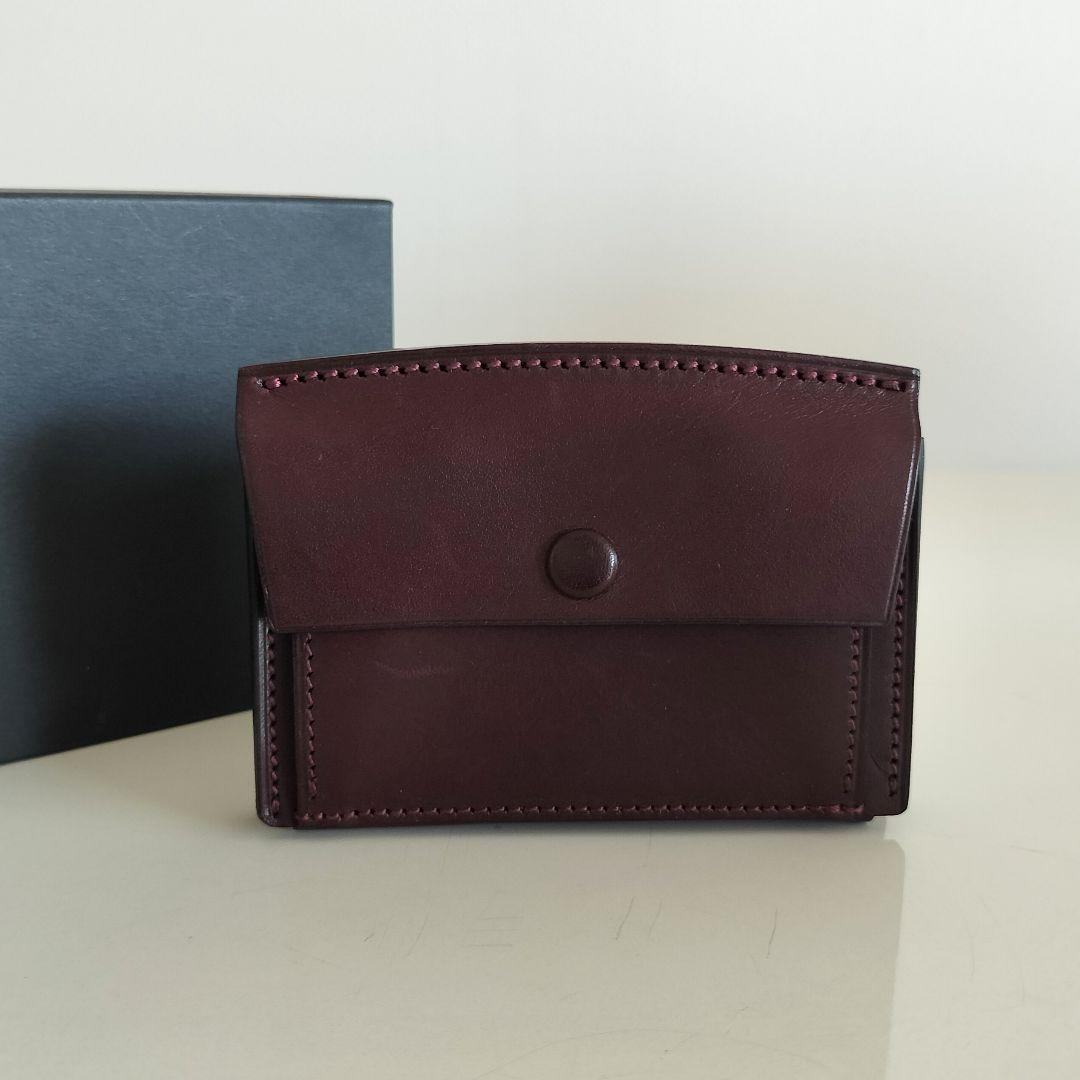 万双 定価17600円 厚コバ コンパクト財布 レザー ウォレット