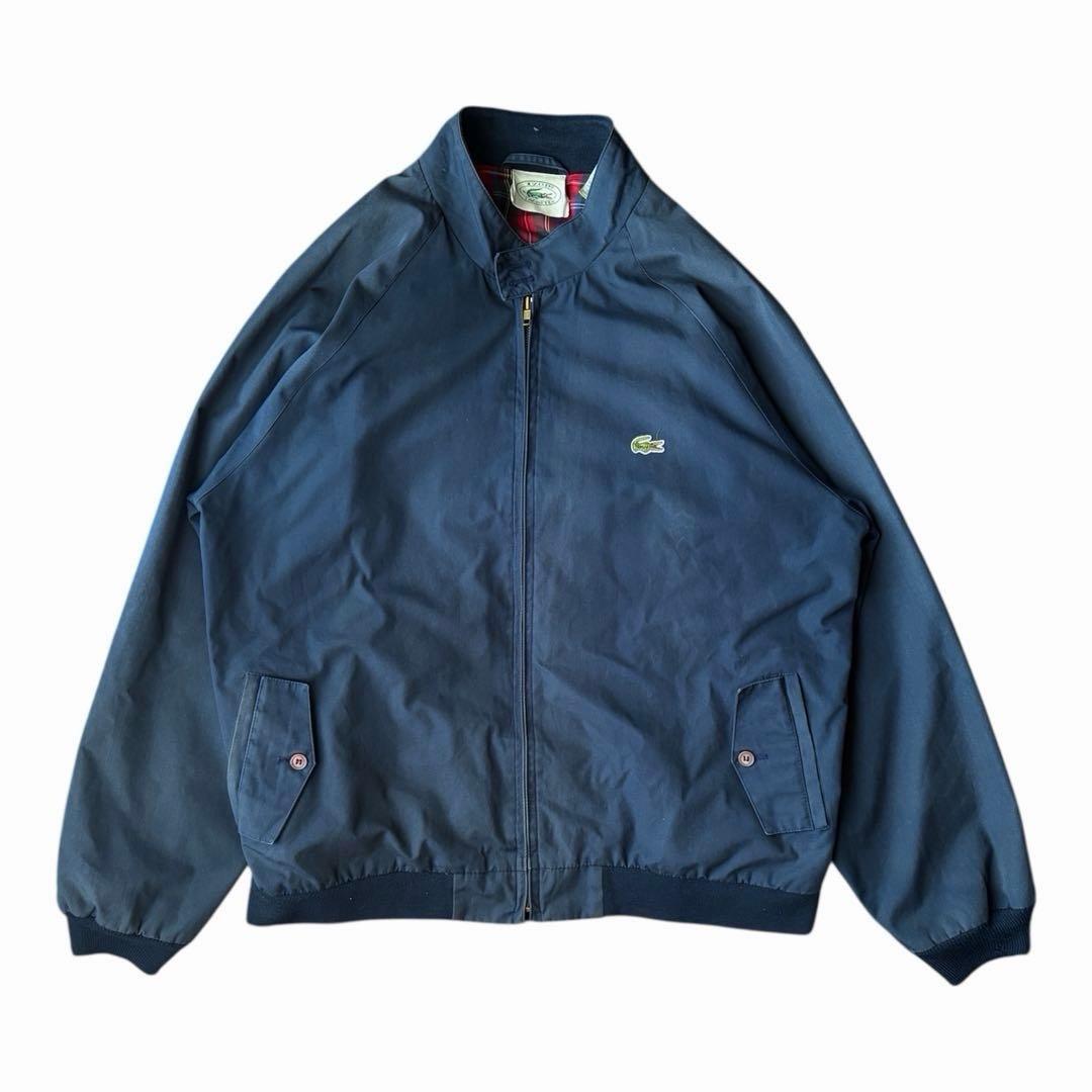 90s IZOD LACOSTE スウィングトップ ハリントンネイビー　チェック