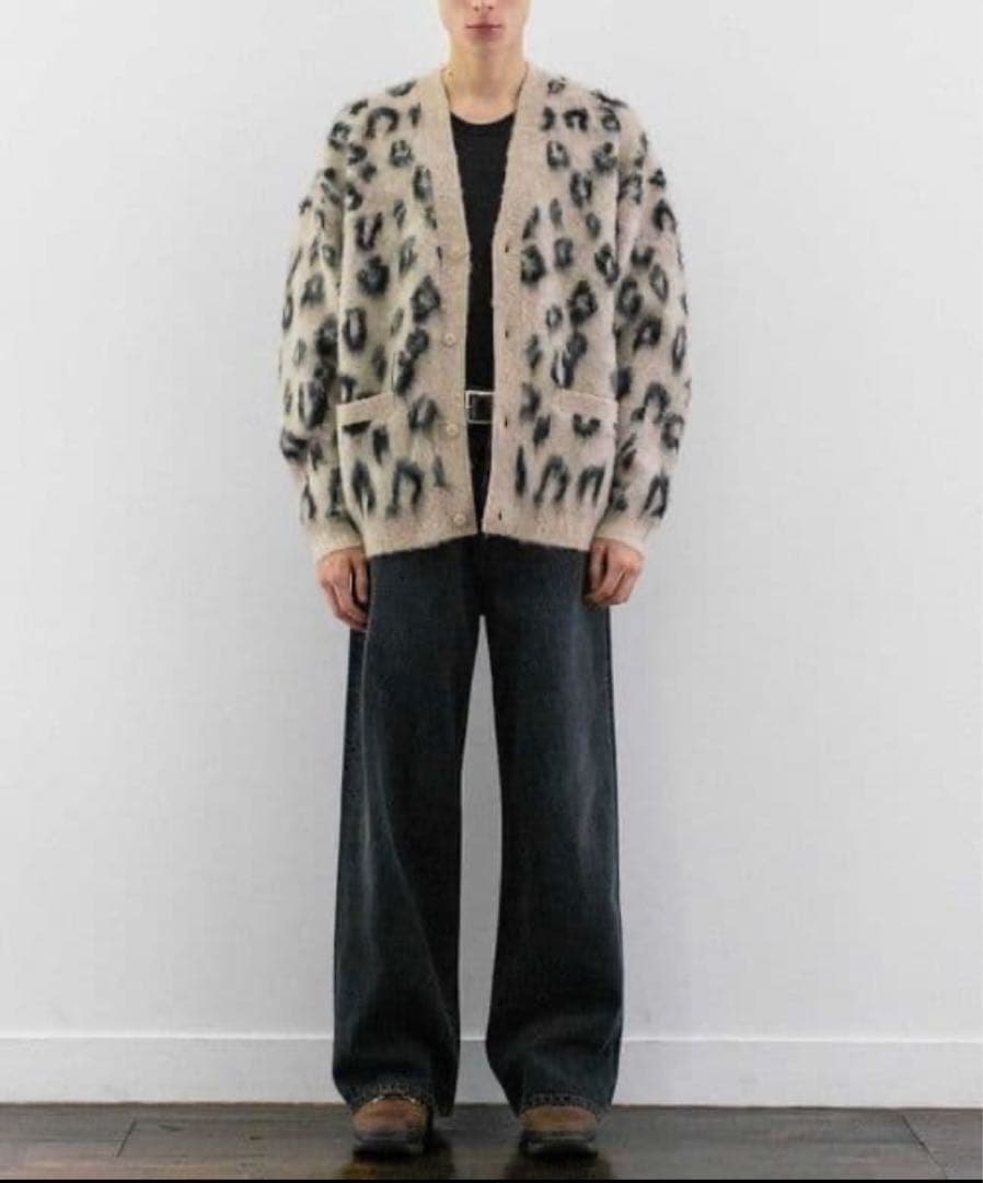 monkey time レオパード ブラッシュド モヘヤ カーディガン モヘア
