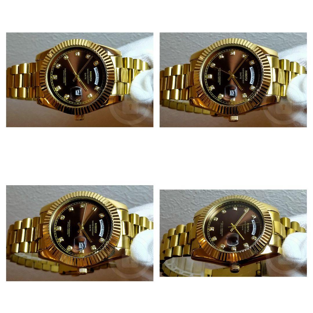 専用ご予約品【ディープブラウン文字盤/新品】デイデイト機能 10P