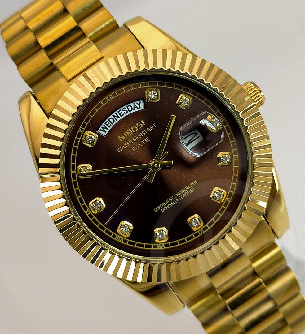 専用ご予約品【ディープブラウン文字盤/新品】デイデイト機能 10P