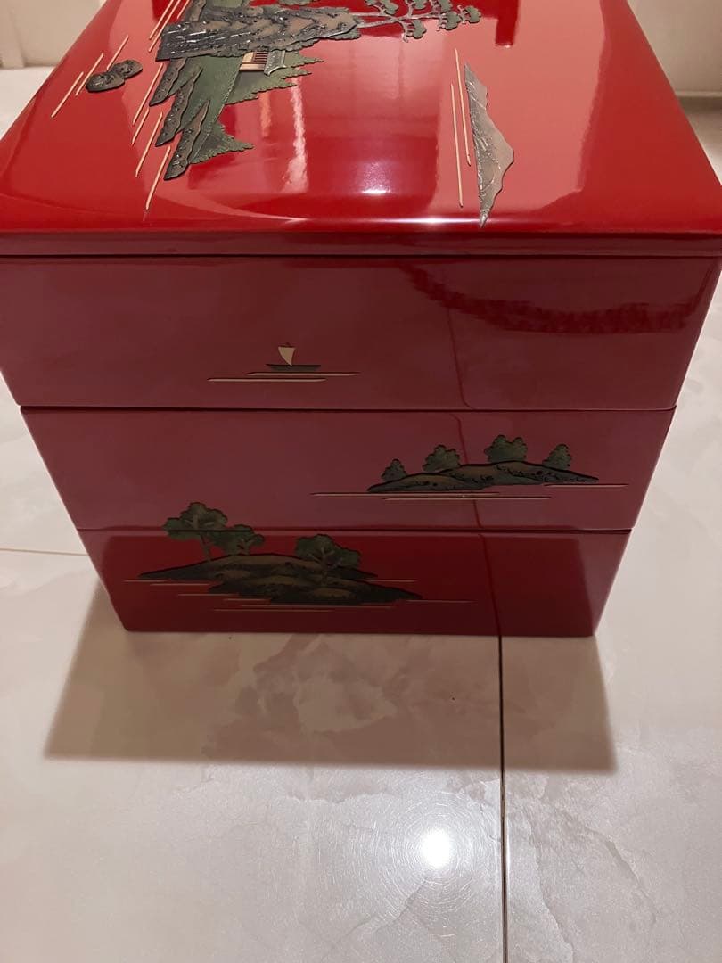 べんぼう沖縄　堆錦漆器重箱 3段