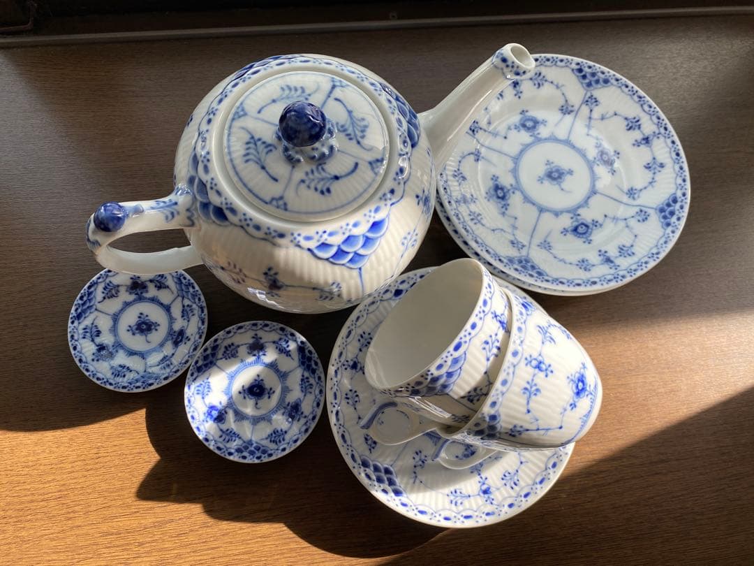 ロイヤルコペンハーゲンブルーフルーテッドハーフレースSet