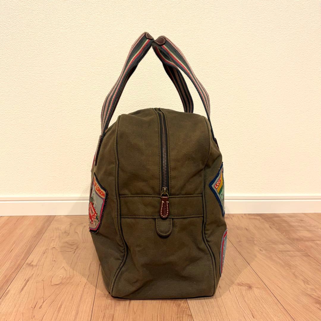 ⭐️キャスキッドソン　限定品‼️　キャンバスボストンバッグ　ワッペン　カーキ