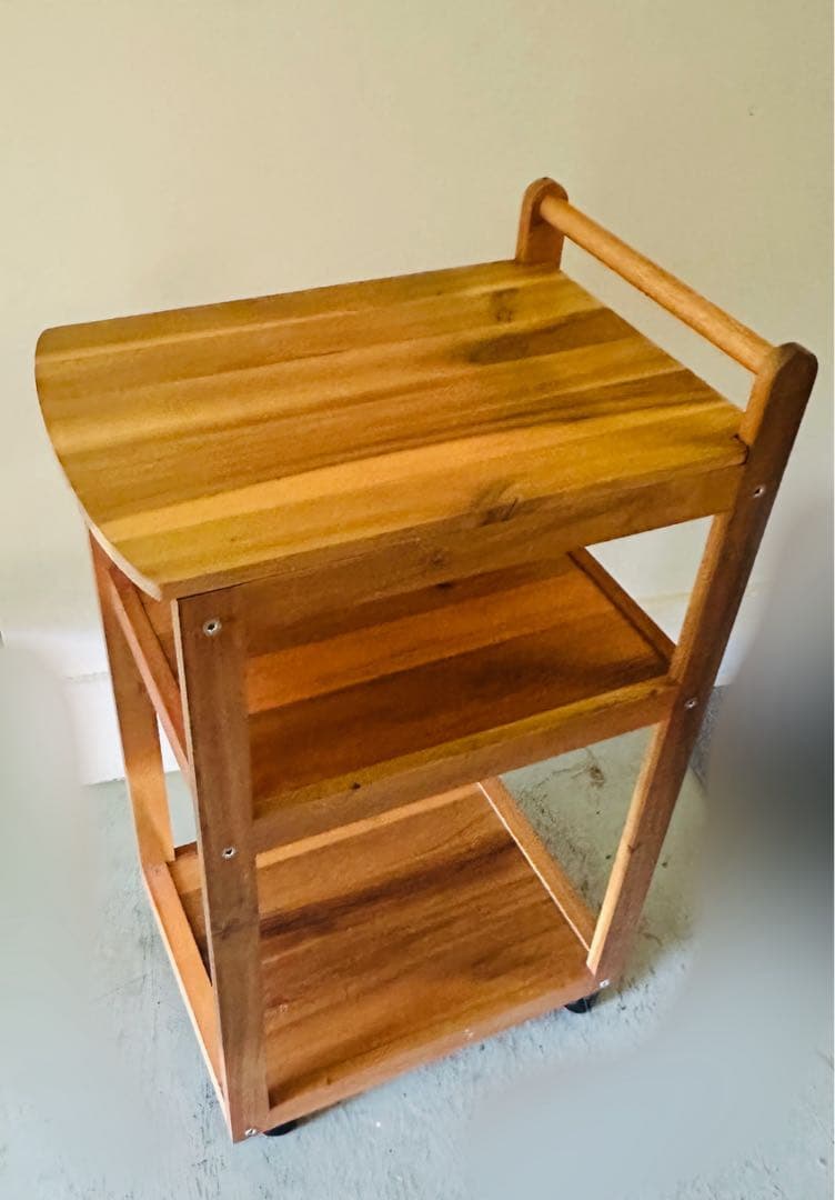 美品廃盤 IKEA キャスター付き　キッチンワゴン アカシア無垢材