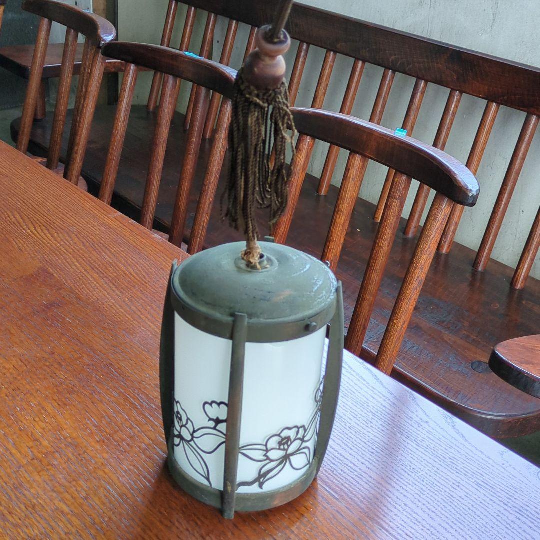 迎賓館　大正ロマン◆照明 ペンダントライト アンティーク　乳白 ランプ　電笠