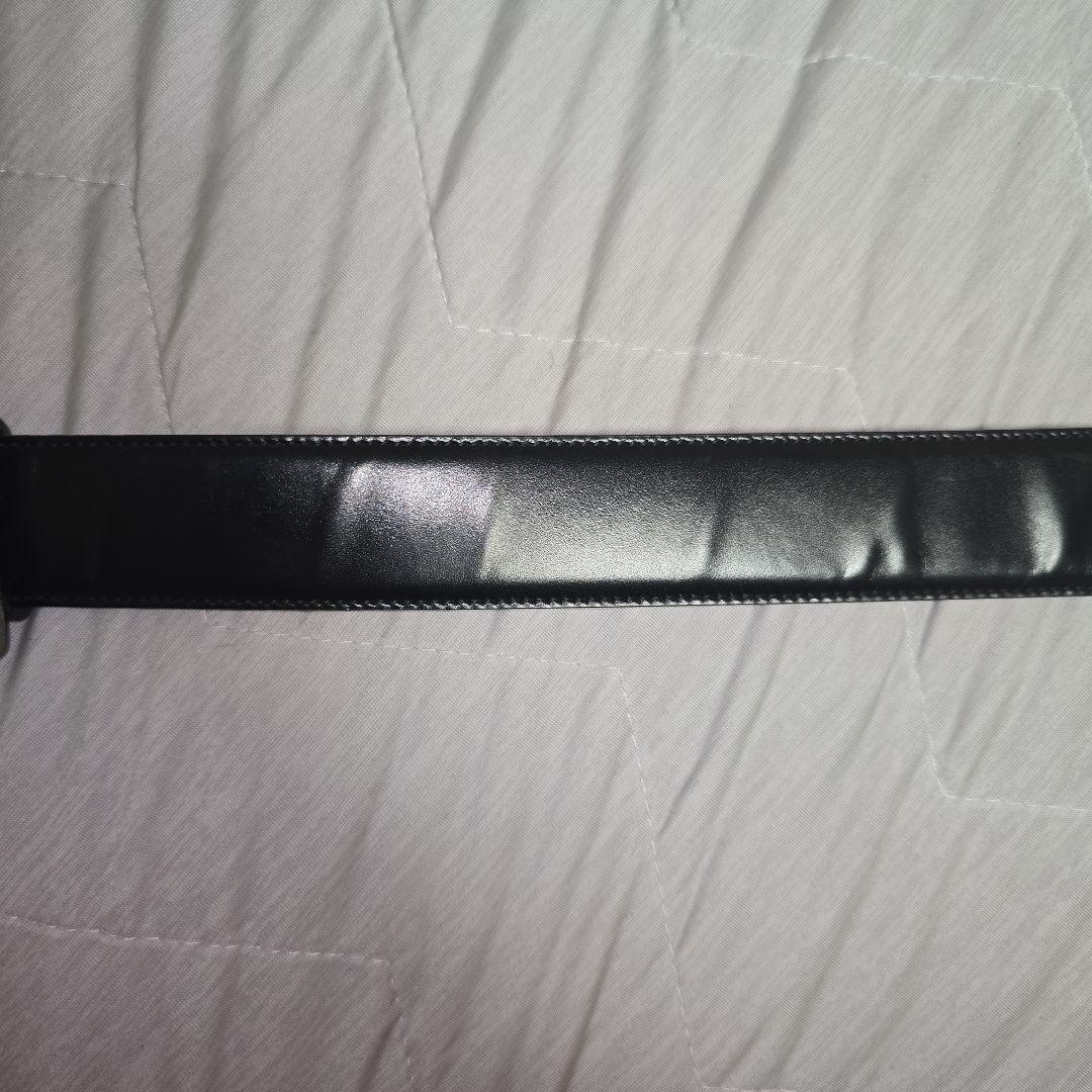 プラダ　レザーベルト　クロコ型押し　機関車プレート　黒