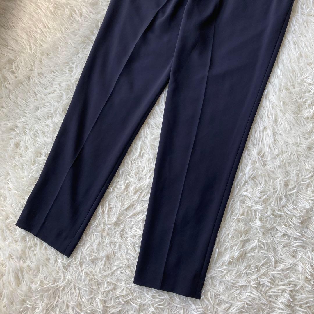 【美品】 グリーンレーベルリラクシング ノーカラー パンツスーツ ネイビー 40