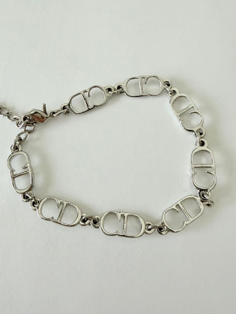 Christian Dior ディオール シルバーリンクチェーンロゴブレスレット