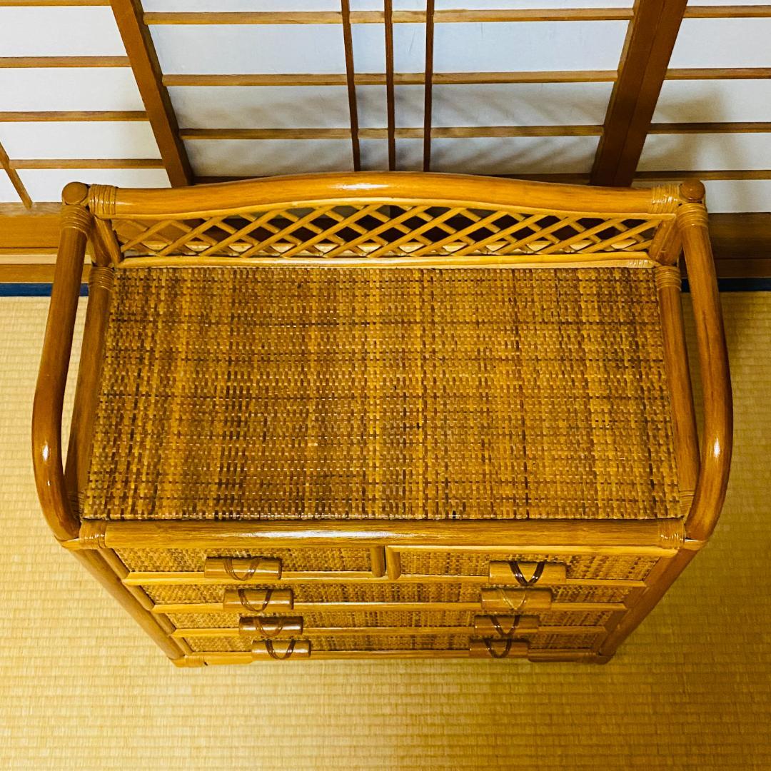 ラタン 籐 棚 チェスト 4段 W65.5cm D36cm H77cm 送料込み