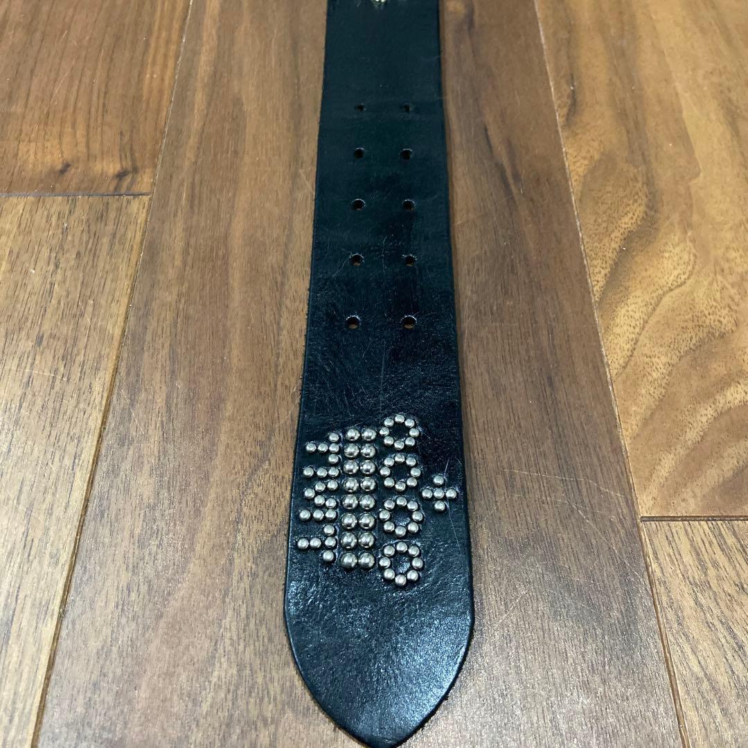 希少美品 TMT スタッズベルト ブラックレザー×レッドストーン HTC
