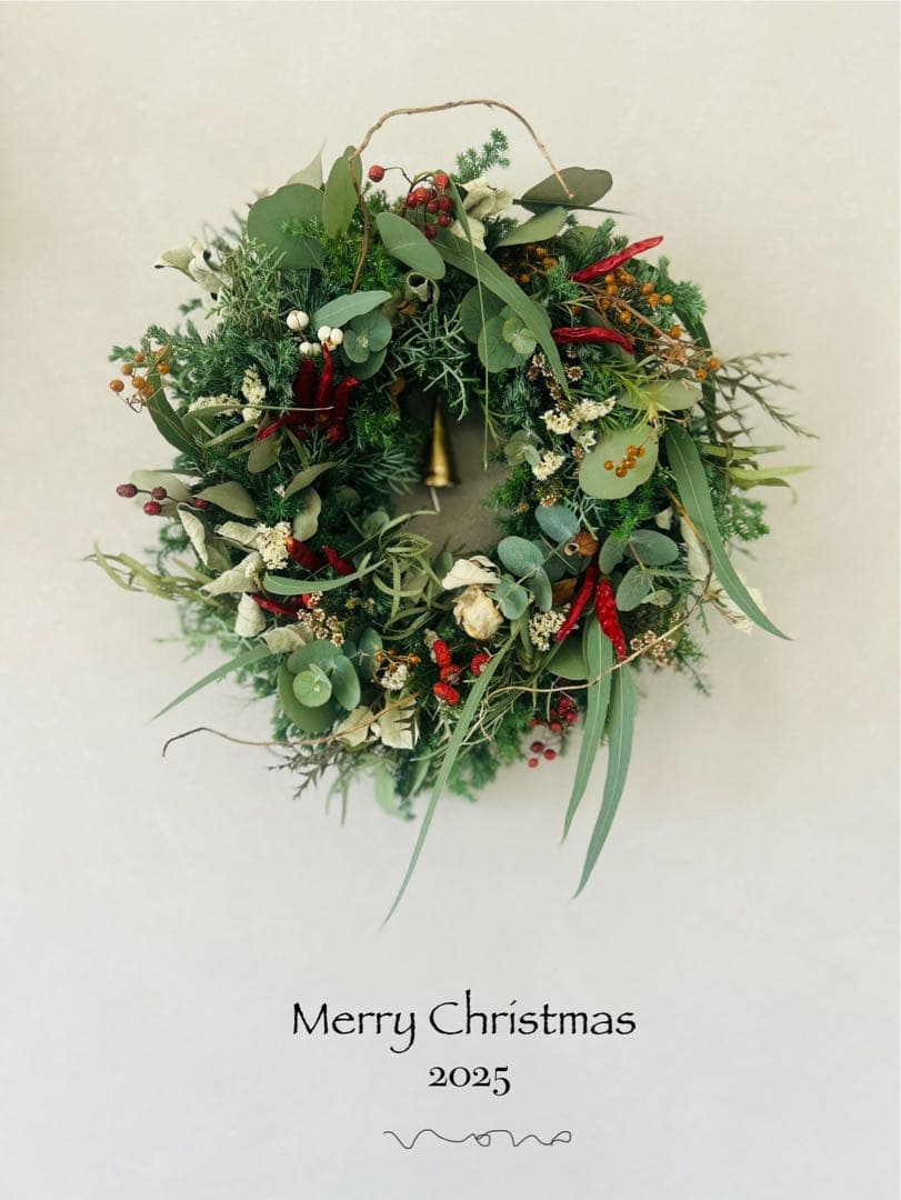 Merry Christmas 2025 静かな森の木の実のリース　　〜38cm