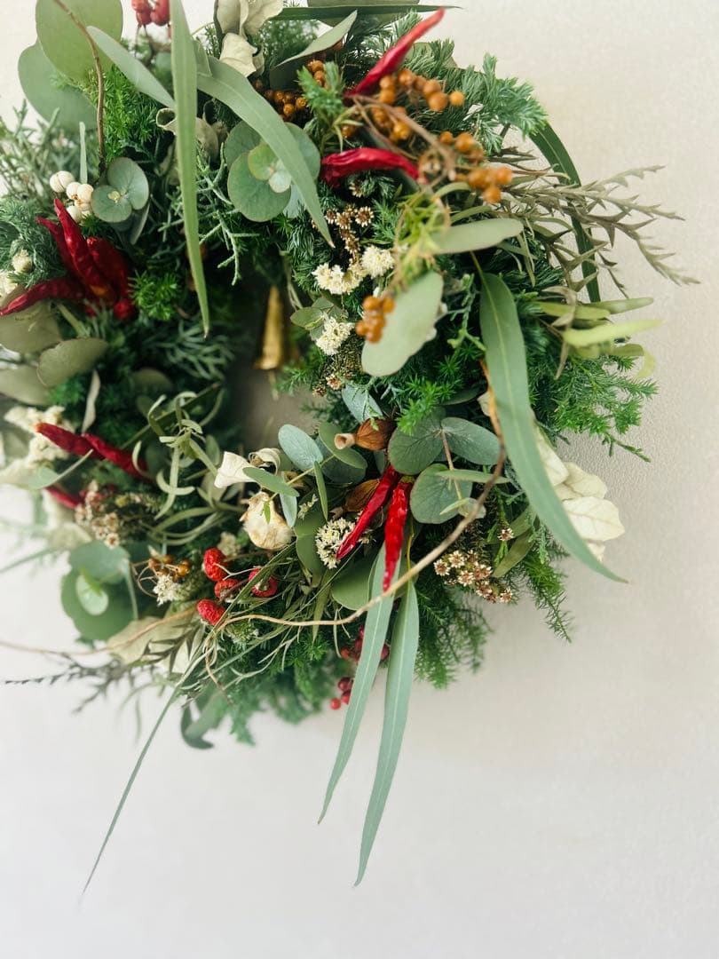 Merry Christmas 2025 静かな森の木の実のリース　　〜38cm