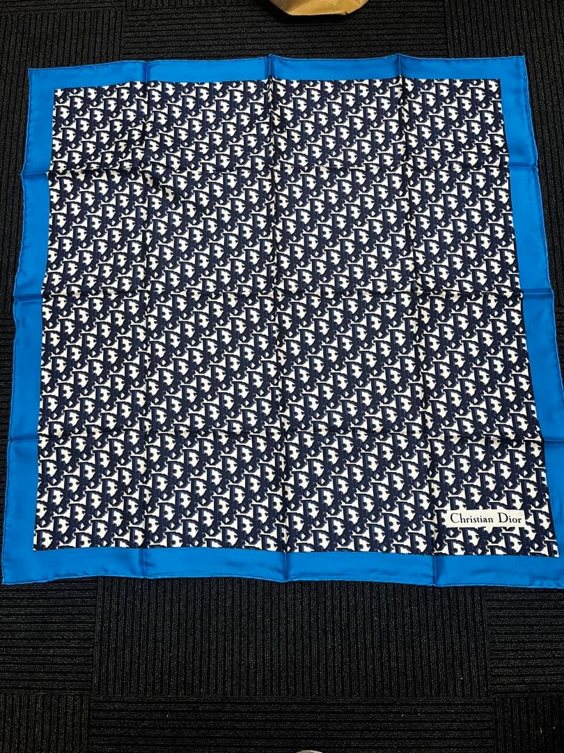 Christian Dior ヴィンテージ シルクスカーフ ネイビー・ブルー