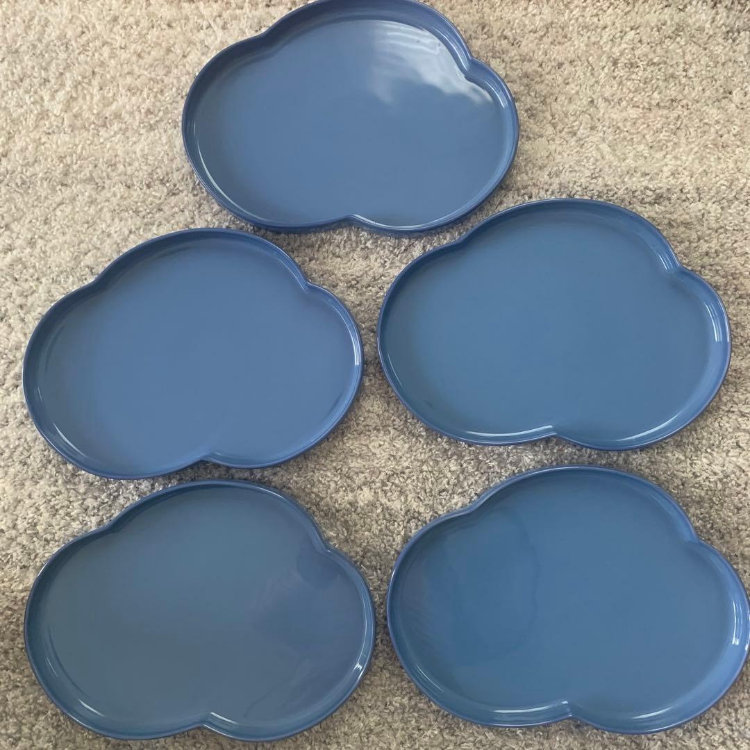 未使用　白山陶器 フリープレート 雲形 ディナープレート 青　5枚セット