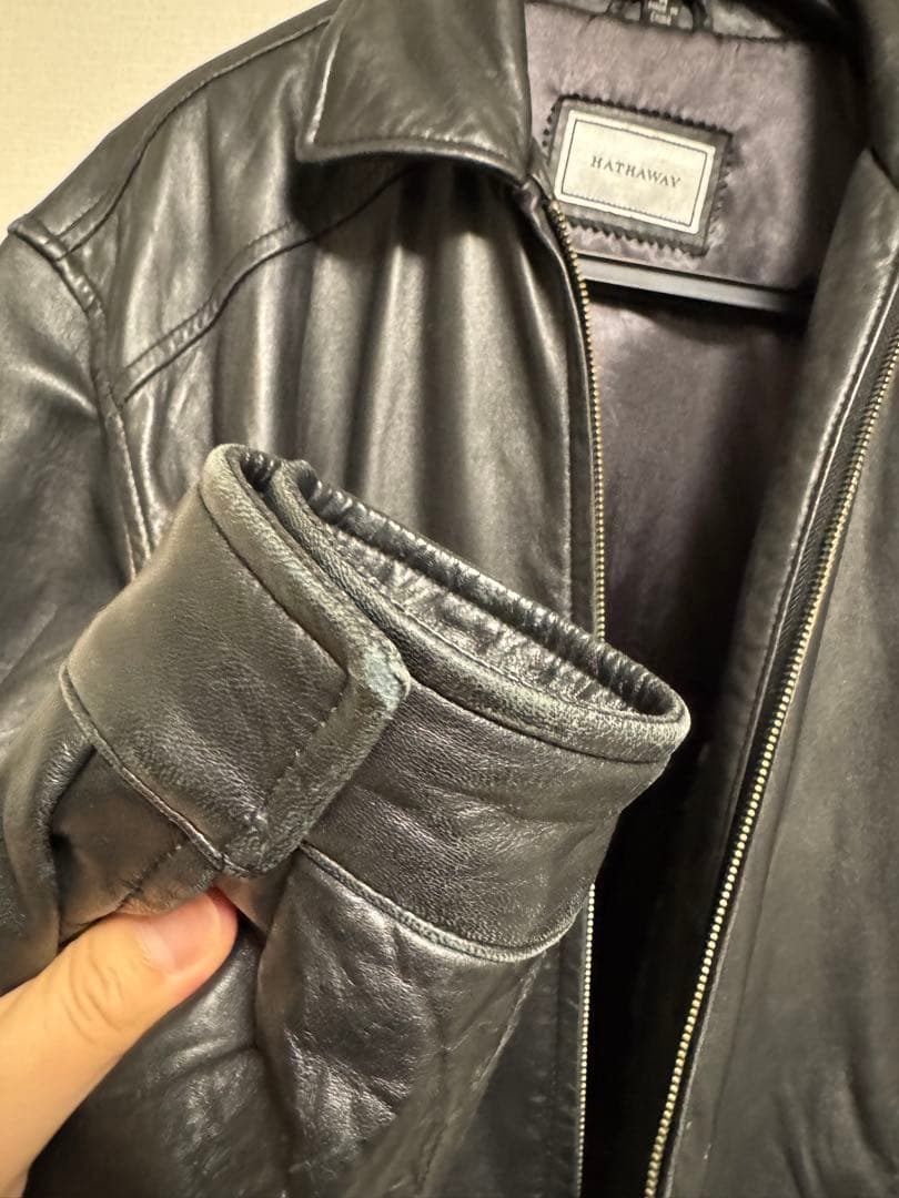 HATHAWAY ブラックレザー ジャケット Mサイズ