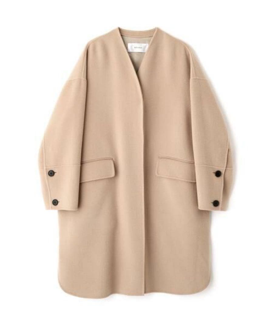 ADORE ソリッドウールリバーノーカラーコート