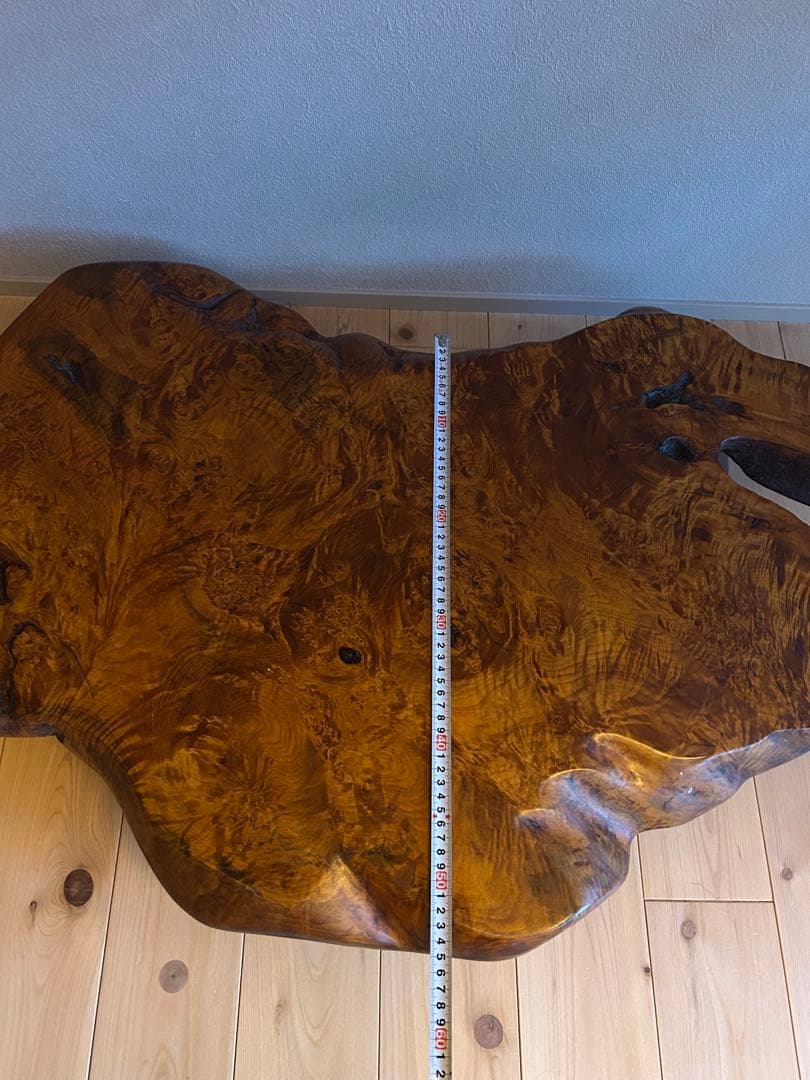 欅　一枚板　テーブル　花台　骨董　盆栽　玉杢　縮杢