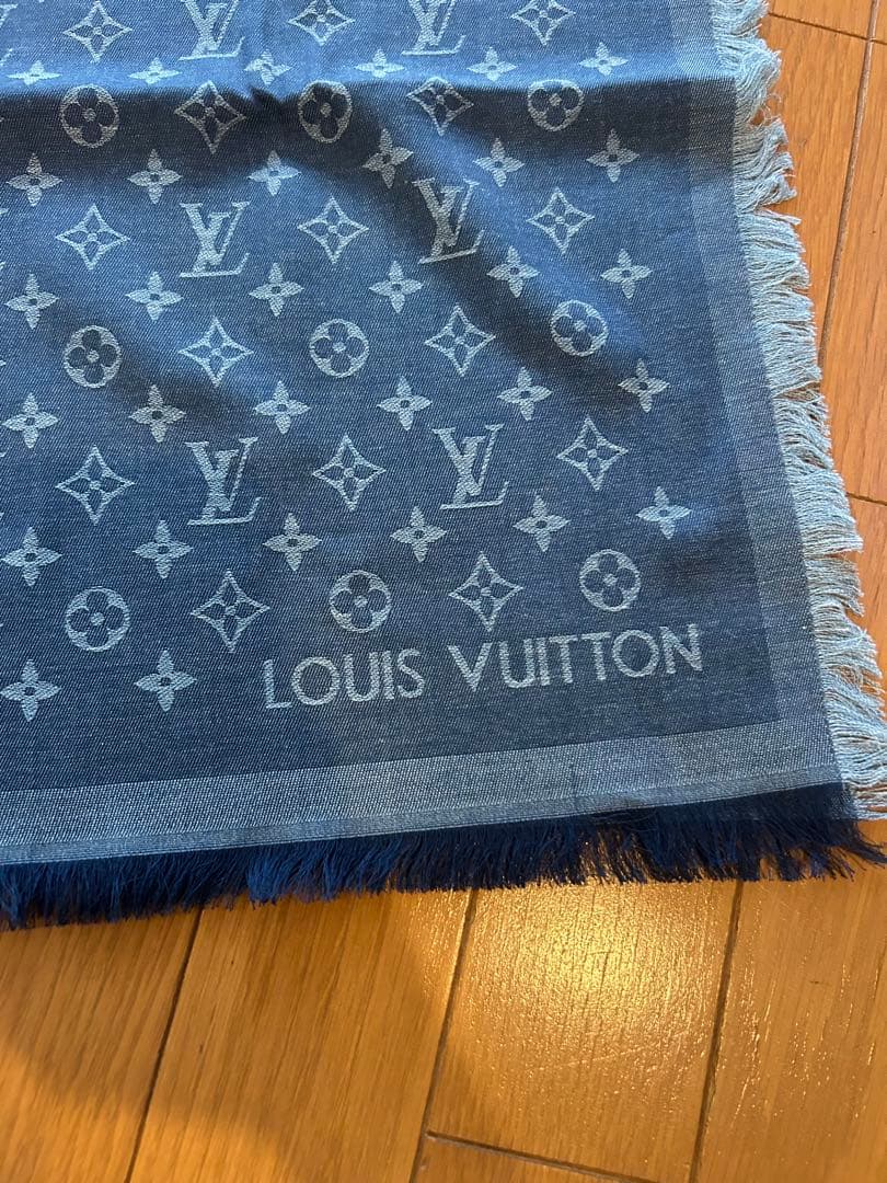 LOUIS VUITTON ストール・モノグラム エッセンシャル ブルー