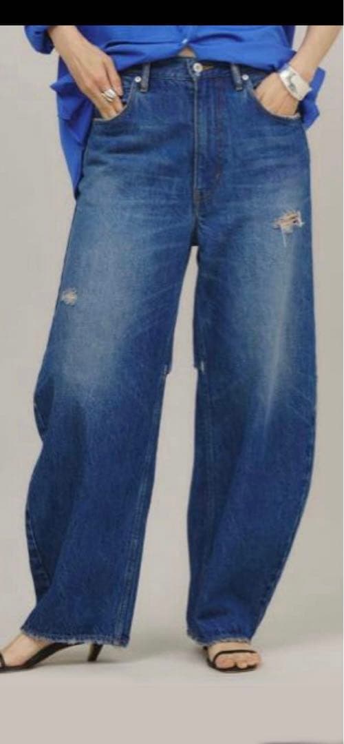 Curensology カレンソロジー ダメージカーヴィーデニムパンツ　40