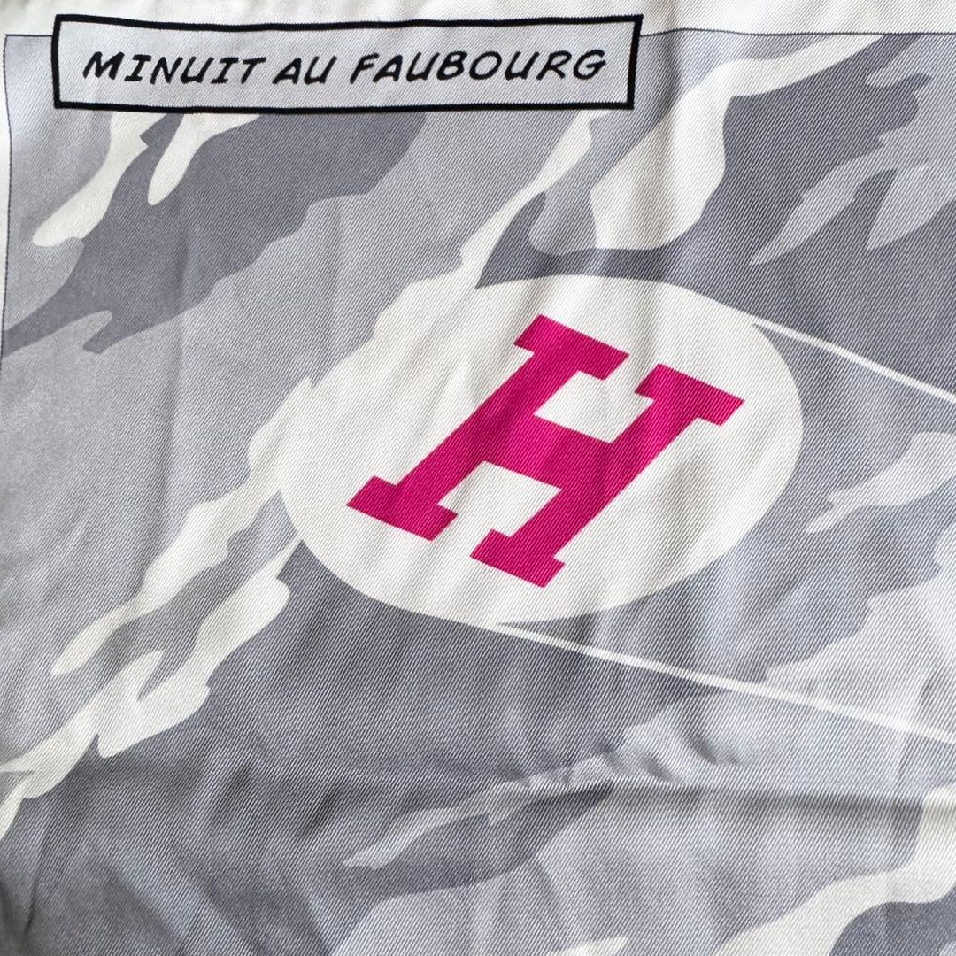 エルメス カレ70 ミッドナイトフォーブル グレー シルク