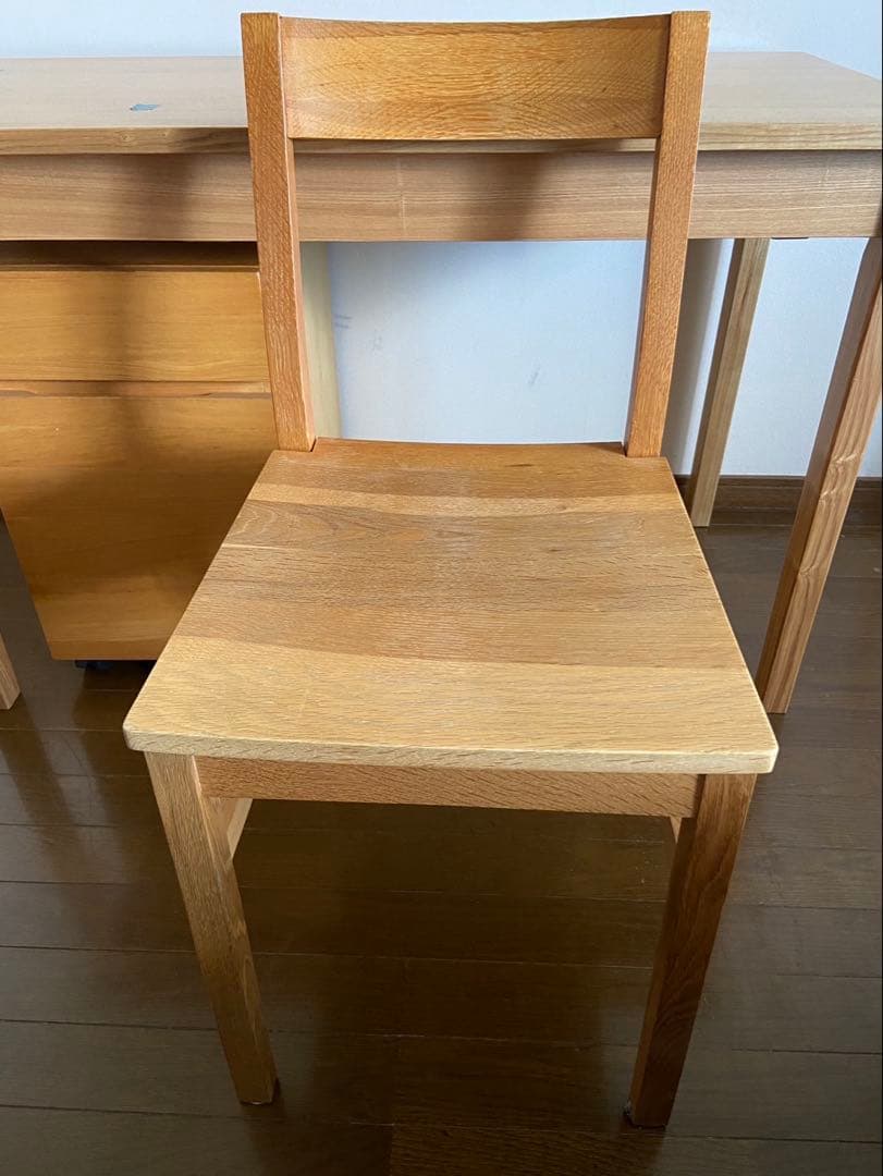 (直接手渡し) 廃盤 無印良品 タモ材 デスク キャビネット チェア 3点セット