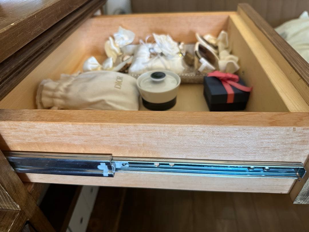 アンティーク風　天然木　プリンターも入るハイタイプテレビ台　キャビネット