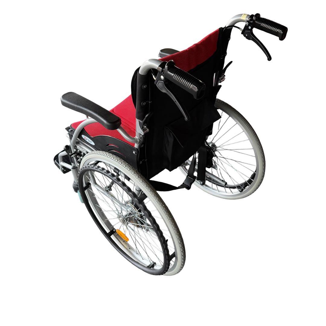 美品 Care-Tec 車椅子 CA-10SU レッド 折りたたみ 自走式