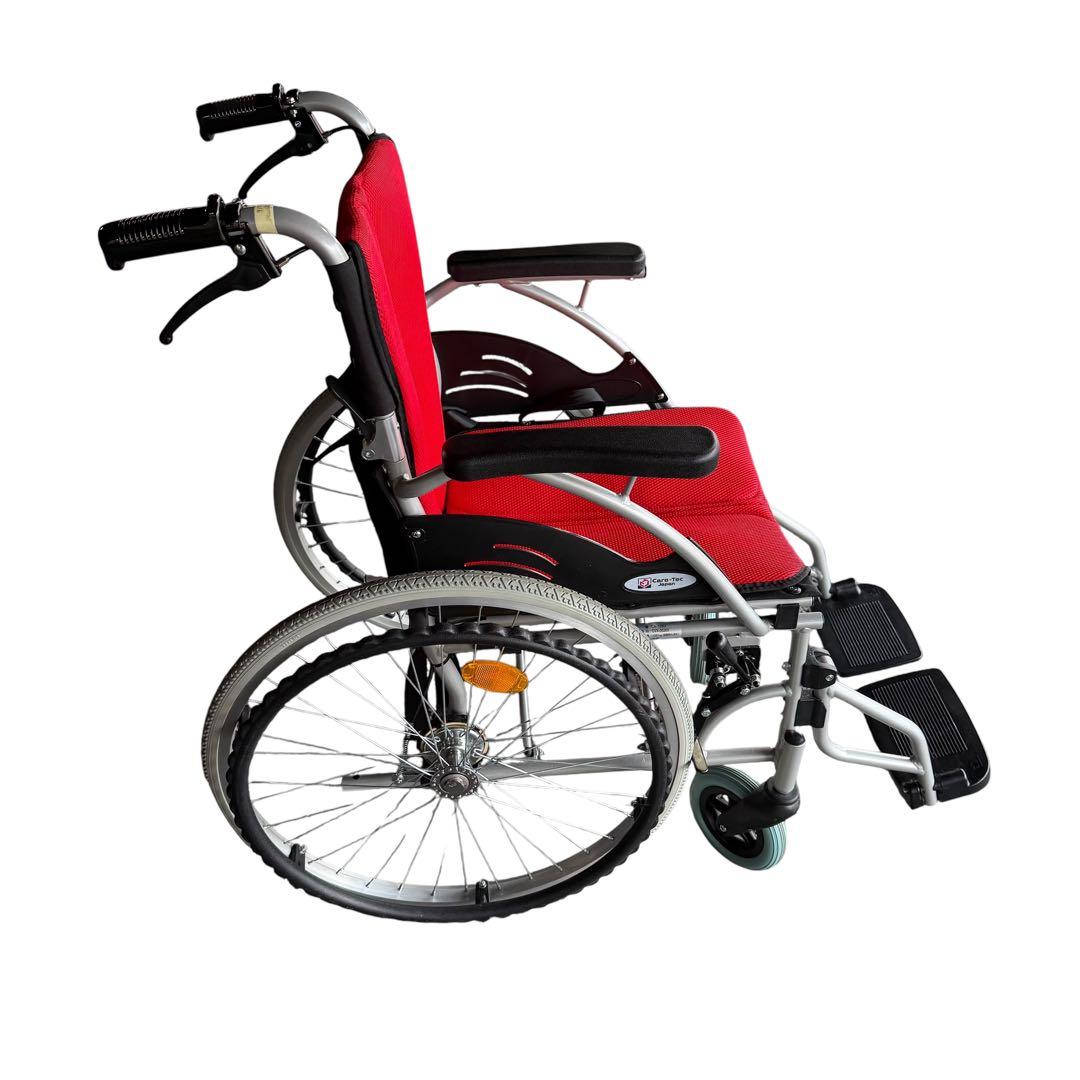 美品 Care-Tec 車椅子 CA-10SU レッド 折りたたみ 自走式