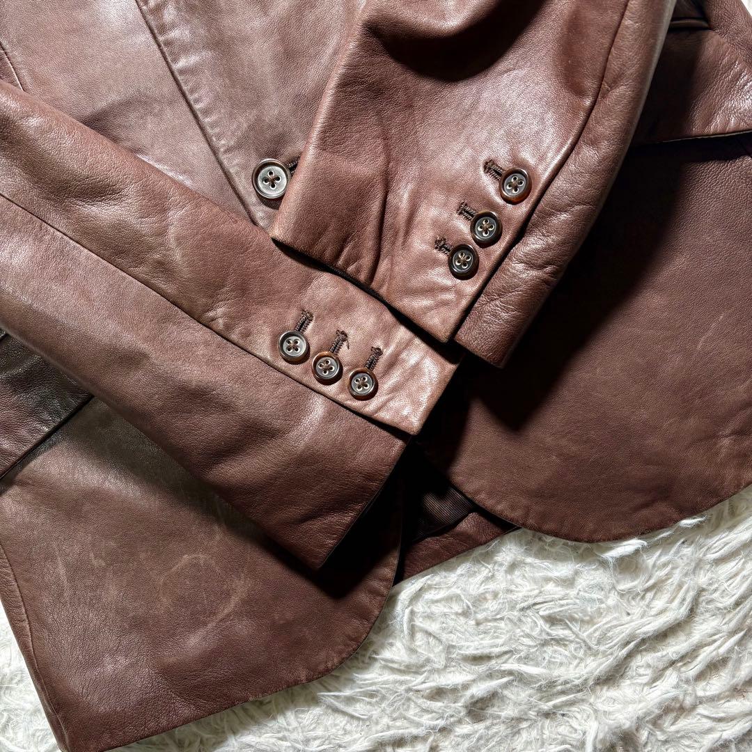 バナナリパブリック　レザーテーラードジャケット　羊　ブラウン　M シープ