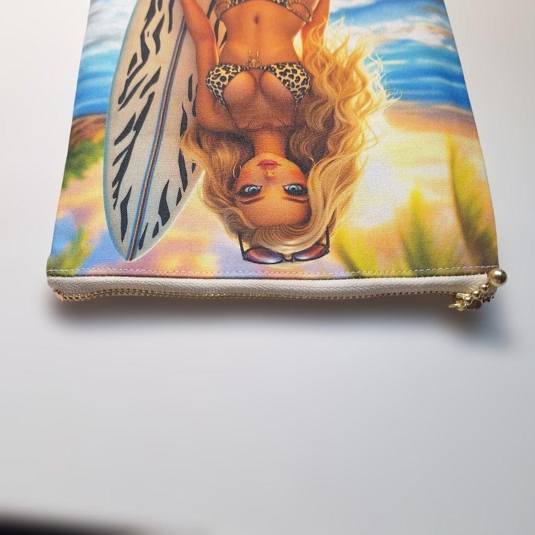 激レア女の子パネル生地　ハンドメイド　両面パネルフラットポーチ