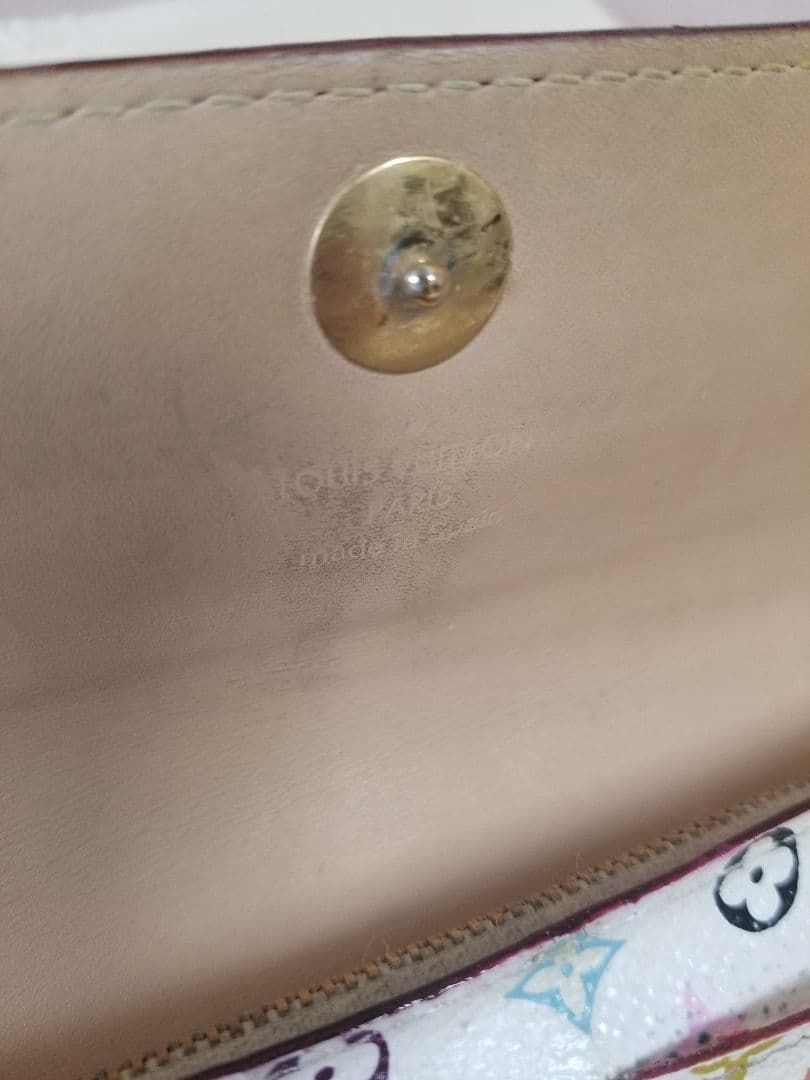 ルイヴィトン マルチカラー モノグラム 二つ折り財布 長財布 ホワイト系