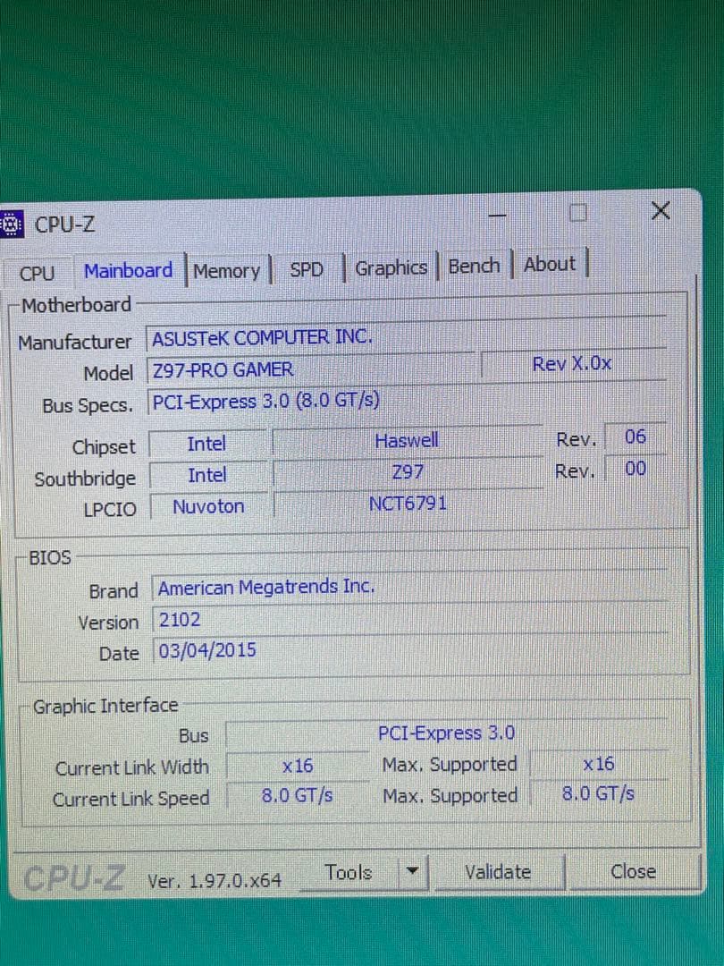 ASUS Z97-PRO GAMERマザーボード　CPU i7-4790K