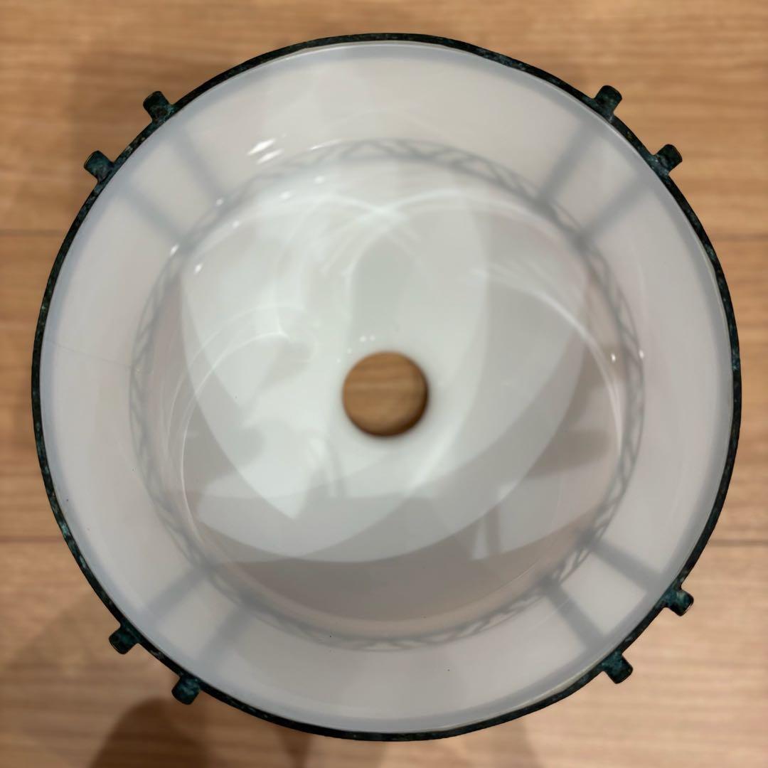 昭和レトロ 金属製飾枠 乳白ガラス ミルクガラス ペンダントライト 電笠 電傘