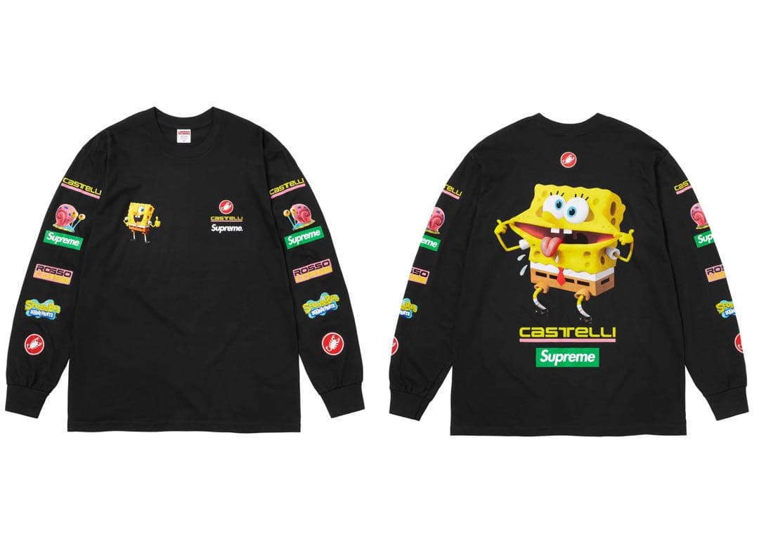 美中古 Supreme スポンジボブ ロンT 黒