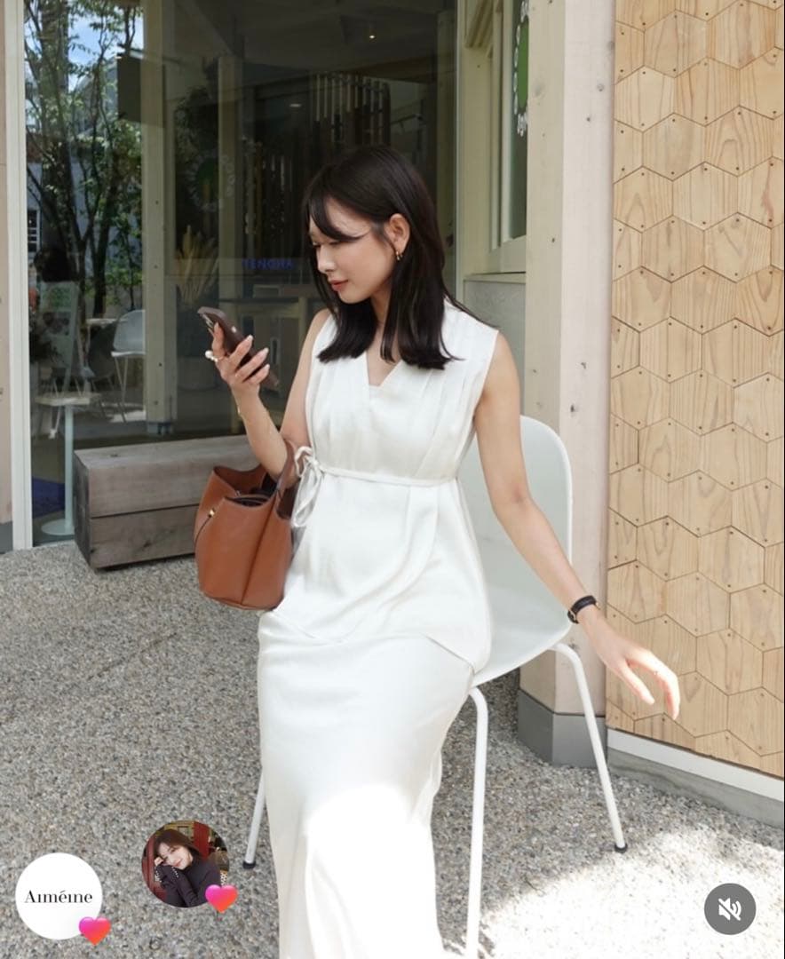 新品・タグ付＊エメイン サテンバイヤススカート(アイボリー)S